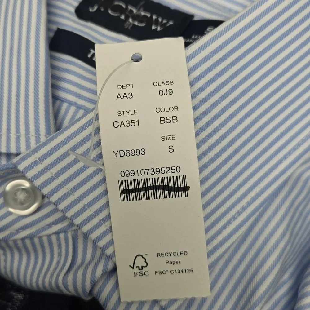 Nwt J. Crew Slim Bowery Performance Dress Shirt with Spread Collar size Small